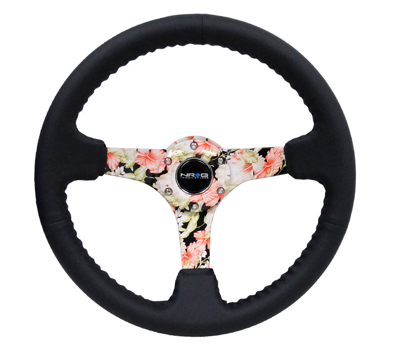 350MM DEEP DISH STEERING WHEEL LEATHER SOLID SPOKE