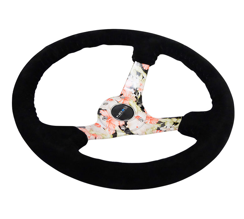 350MM DEEP DISH STEERING WHEEL SUEDE SOLID SPOKE